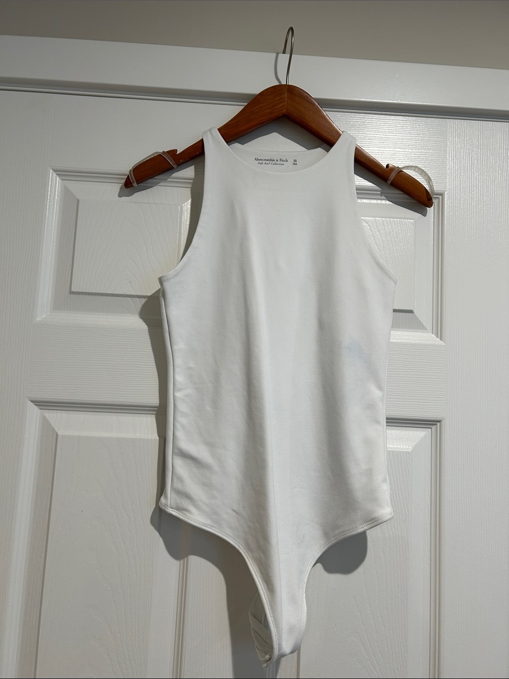 Abercrombie & Fitch White Ribbed High-Neck Bodysuit